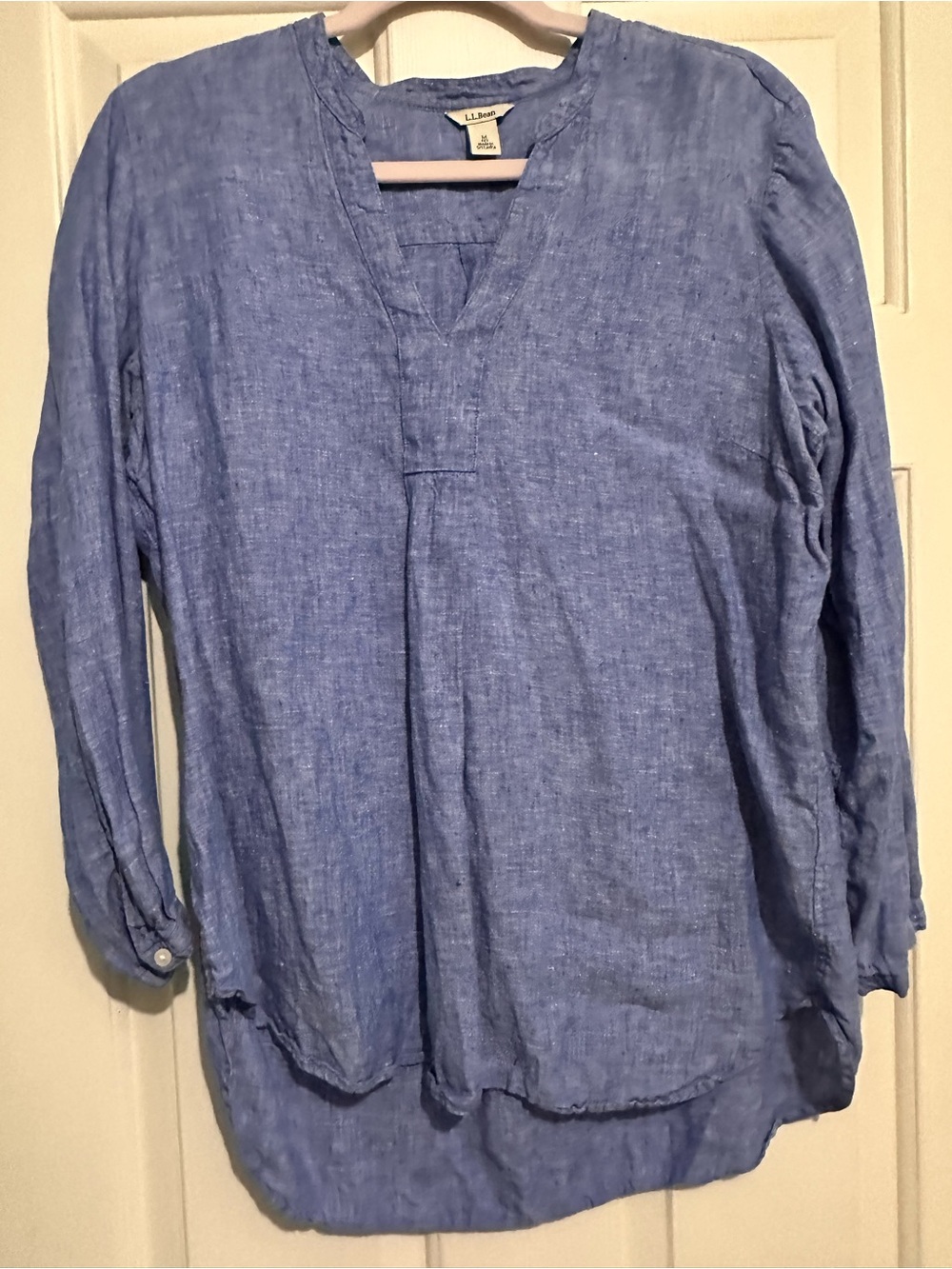 L.L. Bean Women’s Light Blue Linen-Blend Button Down Shirt